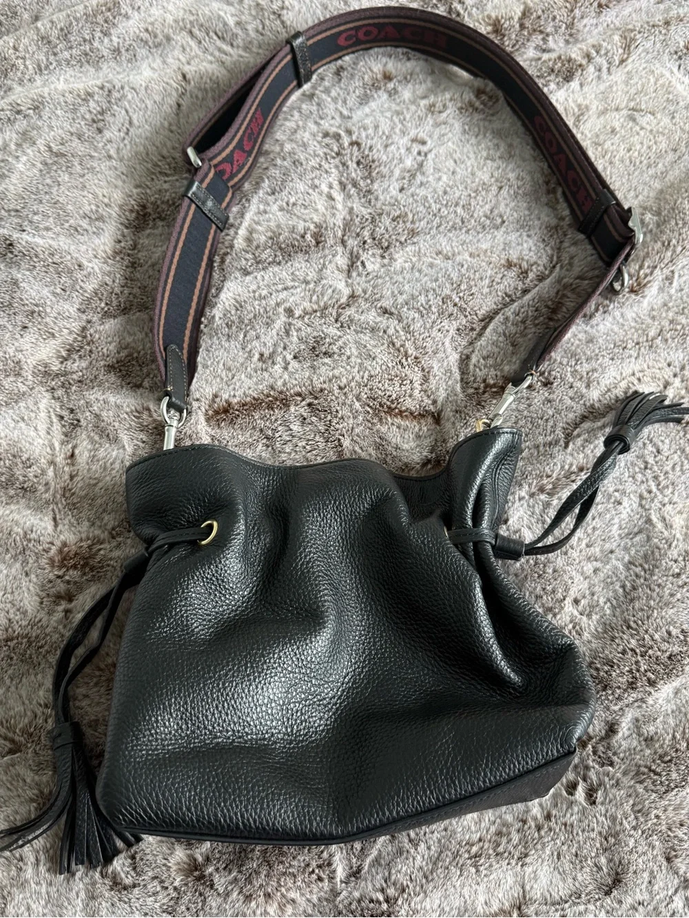 Coach Andy horse & carriage leather crossbody purse black